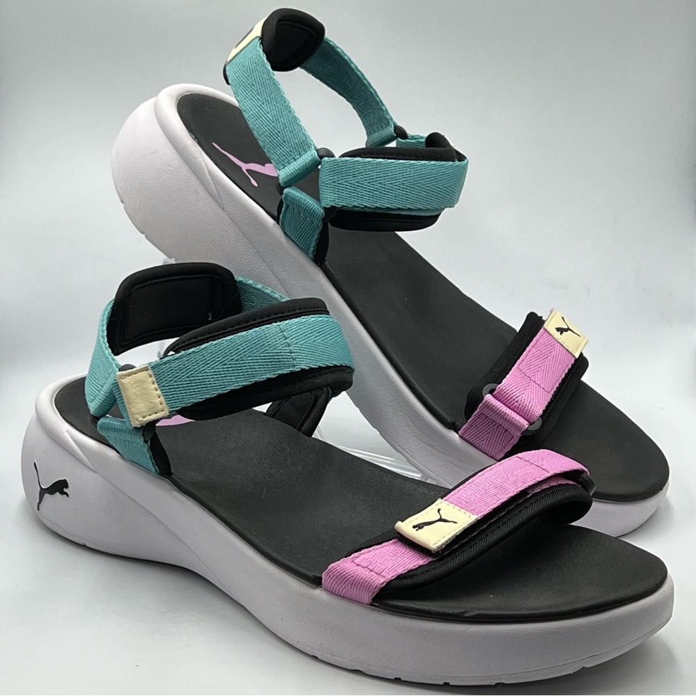 Puma Women's Teal and Pink Platform Sport Sandals
